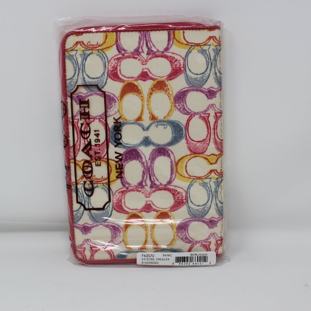 Coach E Reader Multi Color Monogram Scribble Retail $98 New w/Tags F63570 B4/MC